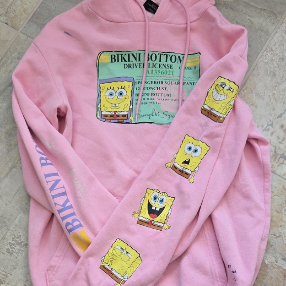 Nickelodeon Tops - Nickelodeon Pink SpongeBob Bikini Bottom License Hoodie